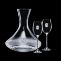 32 Oz. Crystalline Senderwood Carafe w/ 2 Wine Glasses